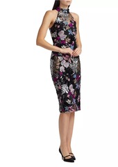 Elie Tahari Aldana Embellished Sleeveless Midi-Dress