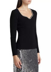 Elie Tahari Ana Embellished Rib-Knit Sweater