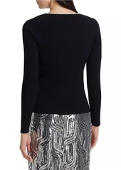 Elie Tahari Ana Embellished Rib-Knit Sweater