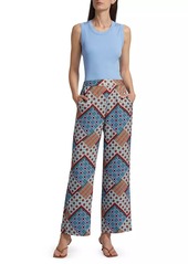 Elie Tahari Andrea Silk-Blend Geometric Pants