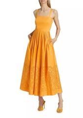 Elie Tahari Avivia Cotton Laser-Cut Maxi-Dress