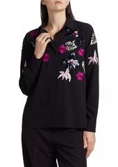 Elie Tahari Bailey Floral Embellished Button-Front Blouse