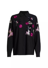 Elie Tahari Bailey Floral Embellished Button-Front Blouse