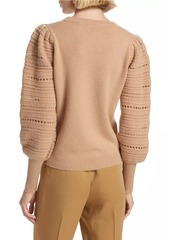 Elie Tahari Balloon-Sleeve Cashmere Pullover Sweater