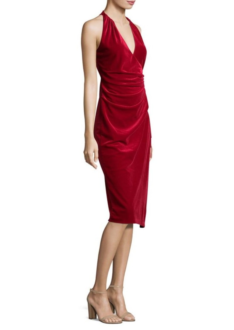 red velvet halter dress