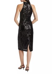 Elie Tahari Bella Sequin Halterneck Midi-Dress