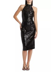 Elie Tahari Bella Sequin Halterneck Midi-Dress