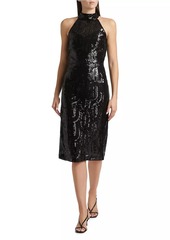 Elie Tahari Bella Sequin Halterneck Midi-Dress