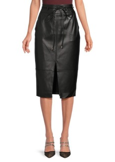 Elie Tahari Belted Faux Leather Pencil Skirt