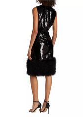 Elie Tahari Chiara Sequin Feather-Trim Dress