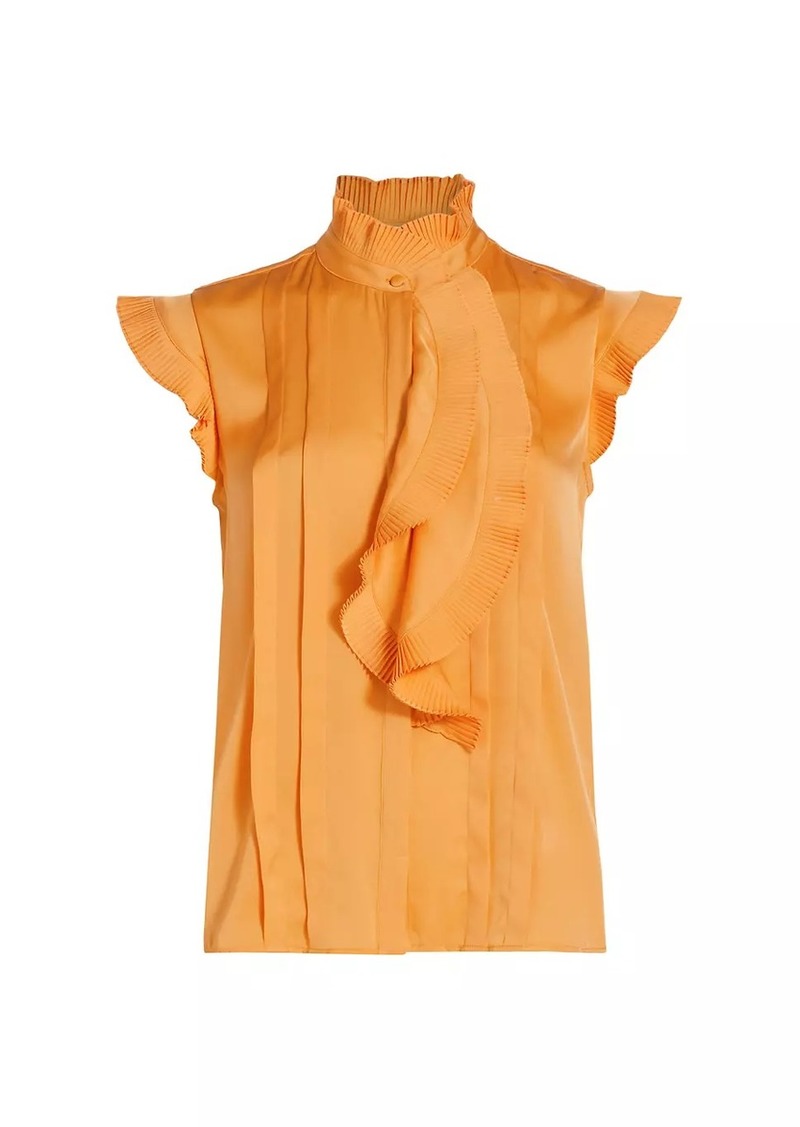 Elie Tahari Chloe Silk Pleated Blouse