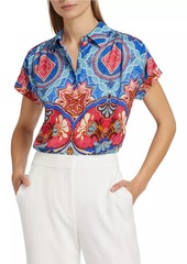 Elie Tahari Chrissy Tapestry Floral Silk-Blend Blouse