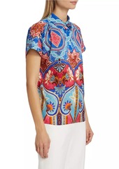 Elie Tahari Chrissy Tapestry Floral Silk-Blend Blouse