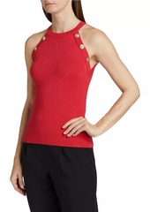 Elie Tahari Eliana Button Halter Tank