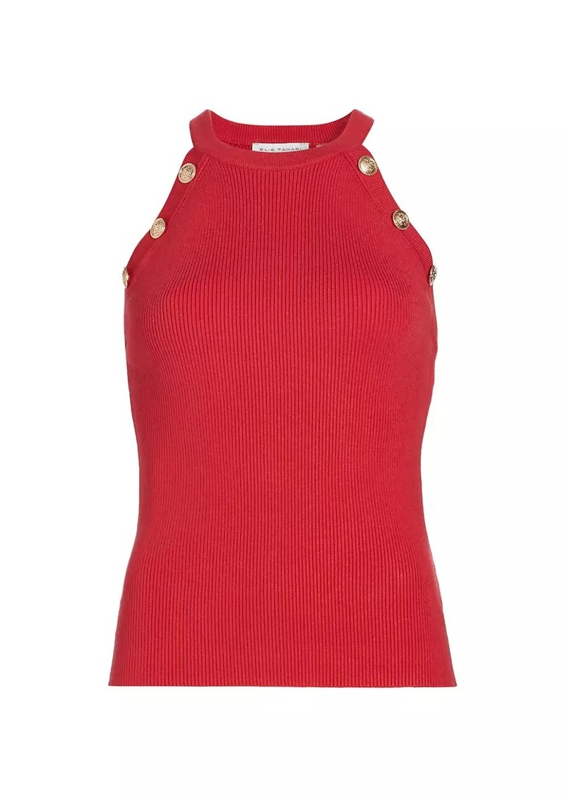 Elie Tahari Eliana Button Halter Tank