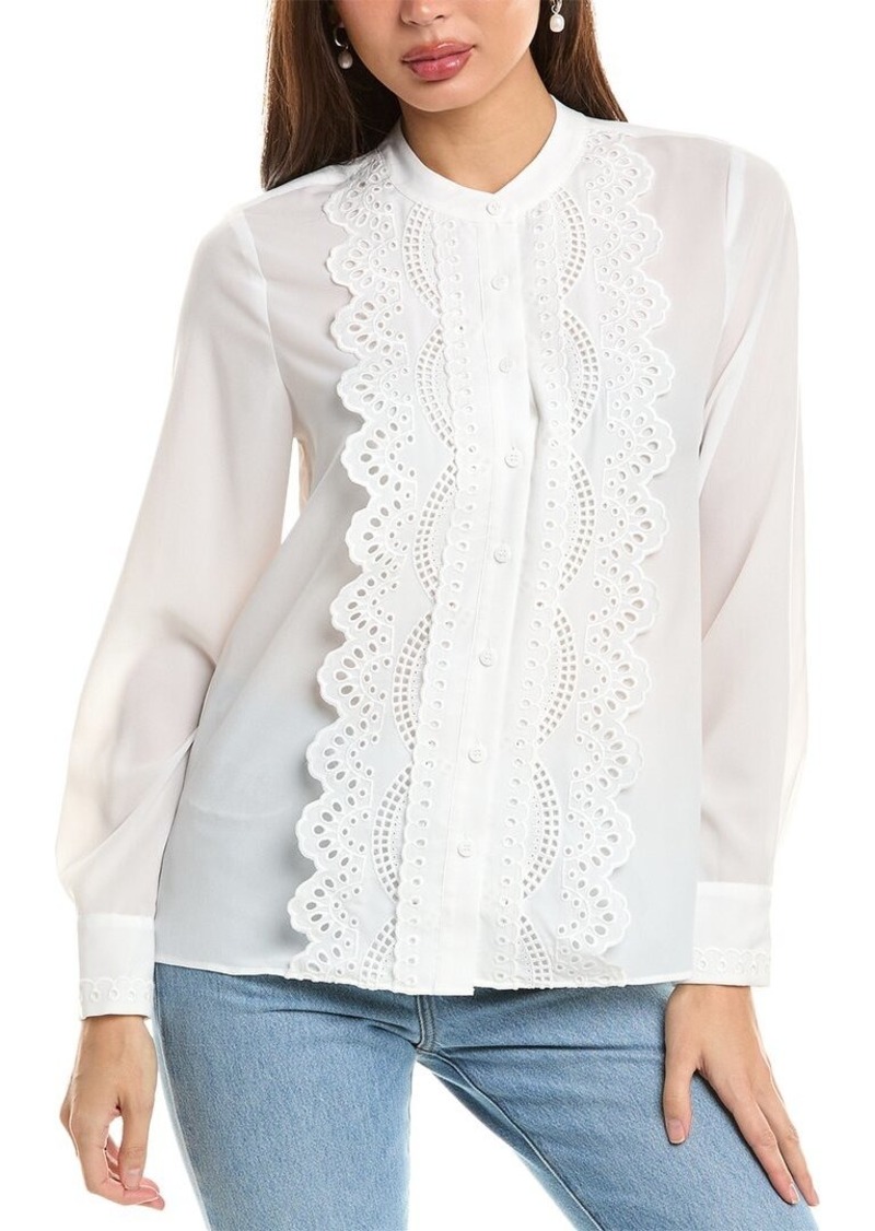 Elie Tahari Lace Trim Blouse