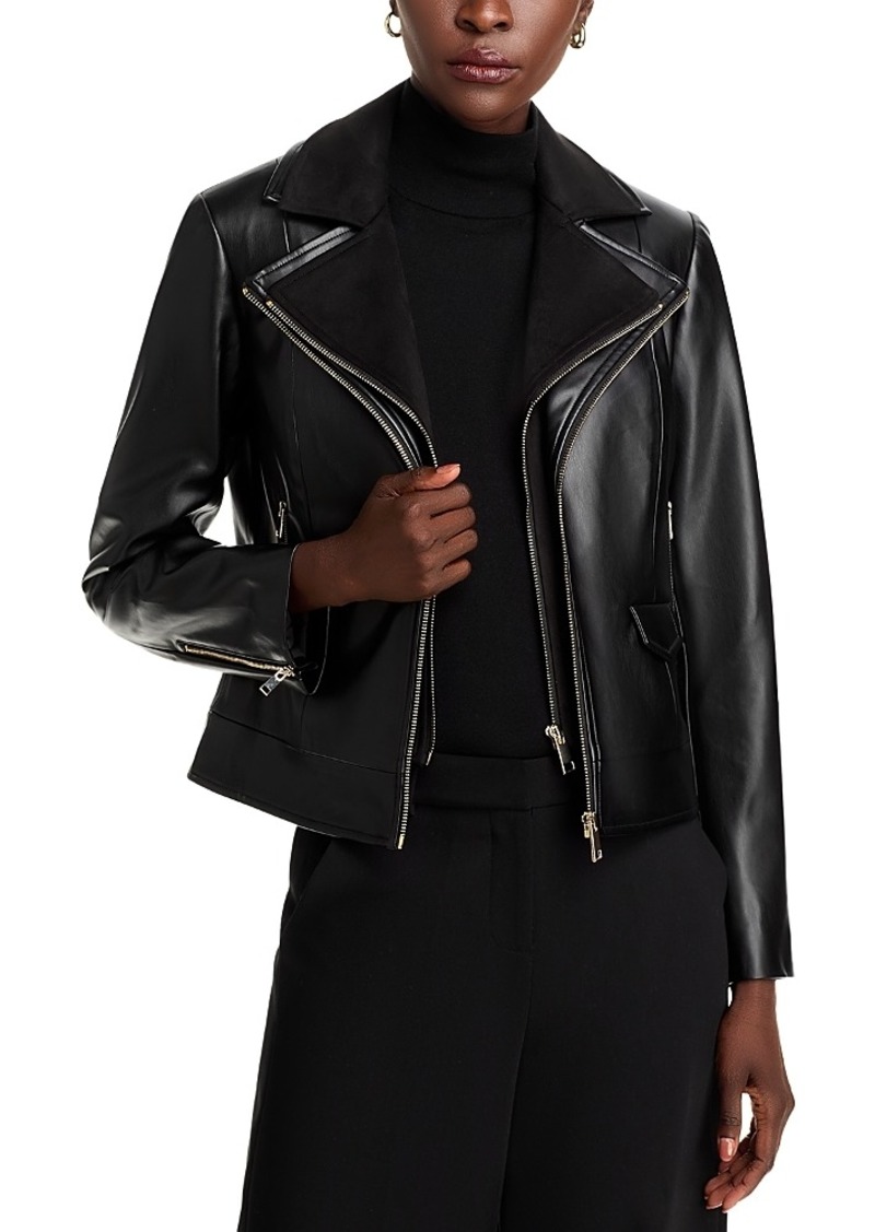 Elie Tahari Malinda Faux Leather Moto Jacket