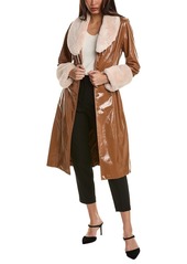 Elie Tahari Vegan Liquid Leather Coat