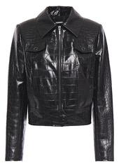 Elie Tahari Woman Jagger Faux Croc-effect Leather Jacket Black