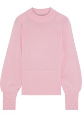 Elie Tahari Woman Skylar Smocked Merino Wool Sweater Pink