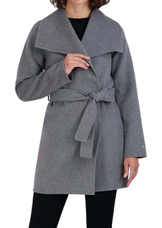 Elie Tahari Ella Wool Wrap Coat In Ash Gray
