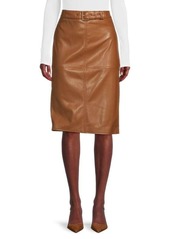 Elie Tahari Faux Leather Belted Pencil Skirt