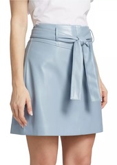 Elie Tahari Faux Leather Tie-Waist Miniskirt