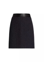 Elie Tahari Faux Leather-Trimmed Tweed Miniskirt