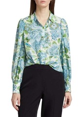 Elie Tahari Floral Balloon-Sleeve Blouse