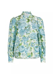 Elie Tahari Floral Balloon-Sleeve Blouse