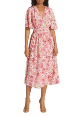 Elie Tahari French Countryside Silk Floral Midi Dress