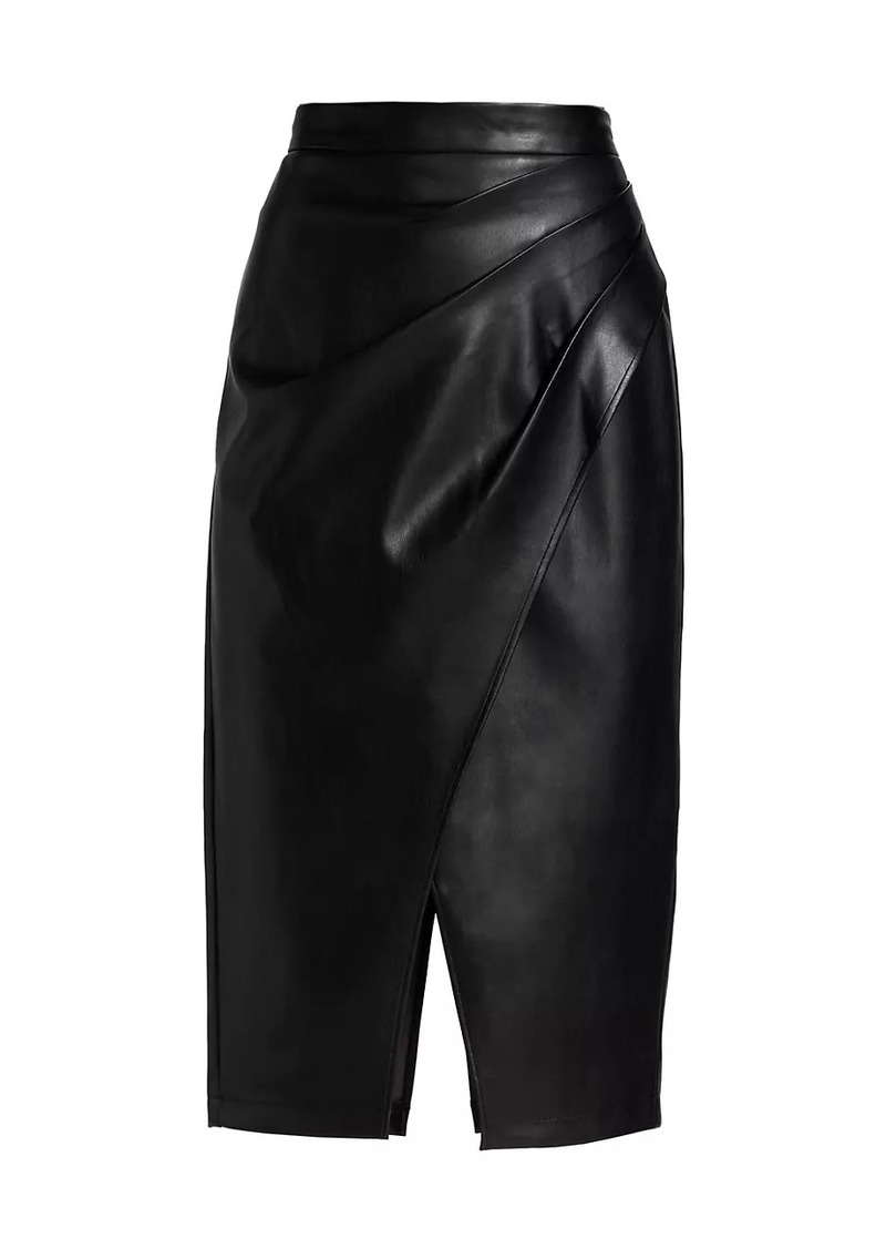 Elie Tahari Gathered Vegan Leather Skirt