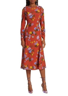 Elie Tahari Holland Silk Blend Floral Midi Dress