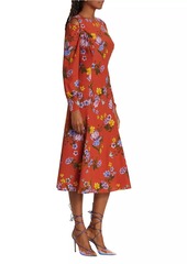 Elie Tahari Holland Silk-Blend Floral Midi-Dress