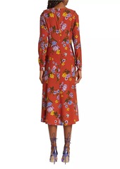 Elie Tahari Holland Silk-Blend Floral Midi-Dress