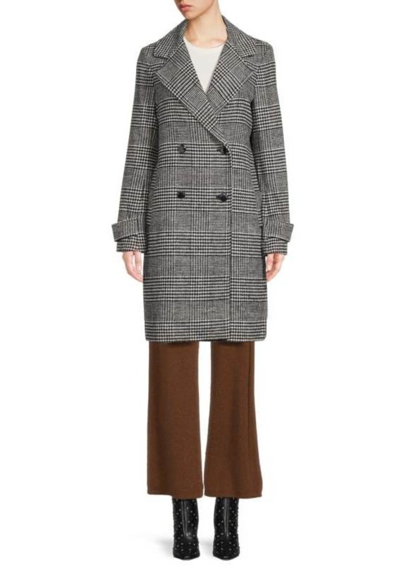 Elie Tahari Houndstooth Double Breasted Coat