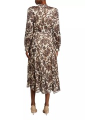 Elie Tahari Janice Paisley Fit & Flare Midi-Dress