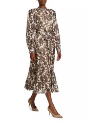 Elie Tahari Janice Paisley Fit & Flare Midi-Dress