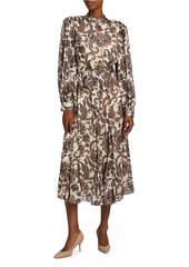 Elie Tahari Janice Paisley Fit & Flare Midi-Dress