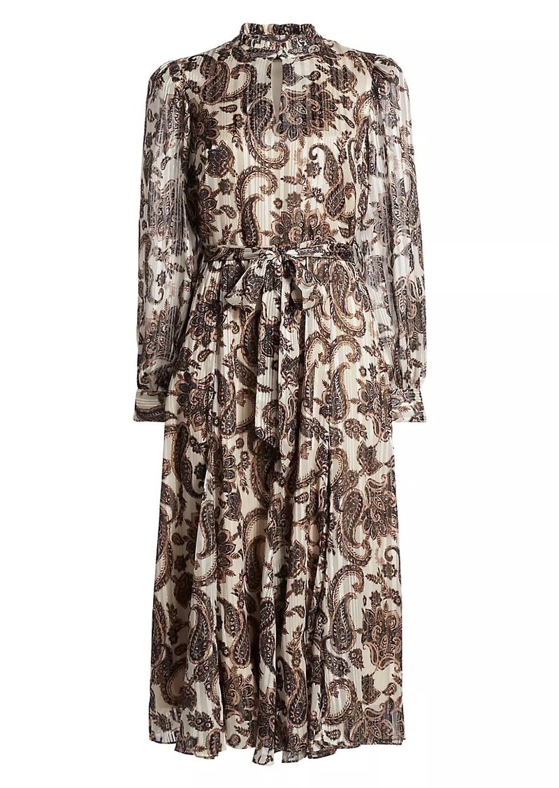 Elie Tahari Janice Paisley Fit & Flare Midi-Dress