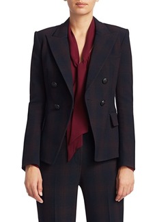 Elie Tahari Jezebel Shadow Plaid Double Breasted Suiting Jacket