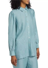 Elie Tahari Lesley Linen Eyelet Shirt