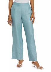 Elie Tahari Lesley Linen Eyelet Wide-Leg Pants