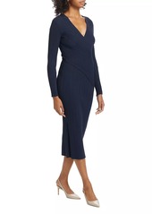 Elie Tahari Levi Rib-Knit Wrap Midi-Dress