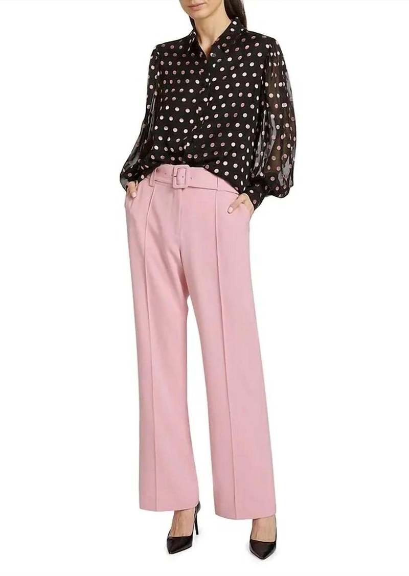 Elie Tahari Marie Blouse In Pink/black Polka Dot