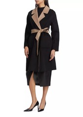 Elie Tahari Marina Reversible Colorblocked Wool-Blend Wrap Coat