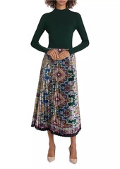 Elie Tahari Mave Mixed Media Maxi Dress