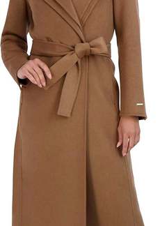 Elie Tahari Maxi Double Face Belted Wrap Coat In Camel