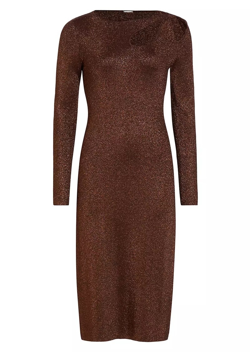 Elie Tahari Metallic Cut-Out Rib-Knit Sweater Dress