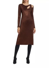 Elie Tahari Metallic Cut-Out Rib-Knit Sweater Dress